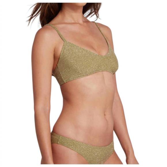 NEW SAUIPE elise bralette bikini top with adjustable straps lurex in green - Picture 2 of 3